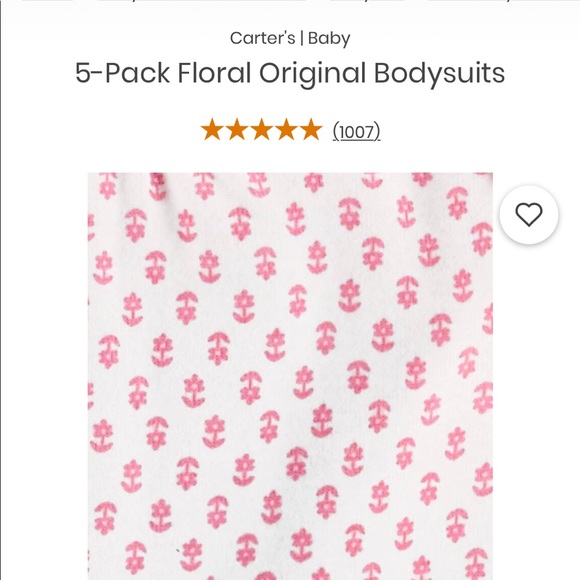 NWT!!👶Carter’s Baby Girls Print 5pk 18m onesies👶 - Picture 7 of 7